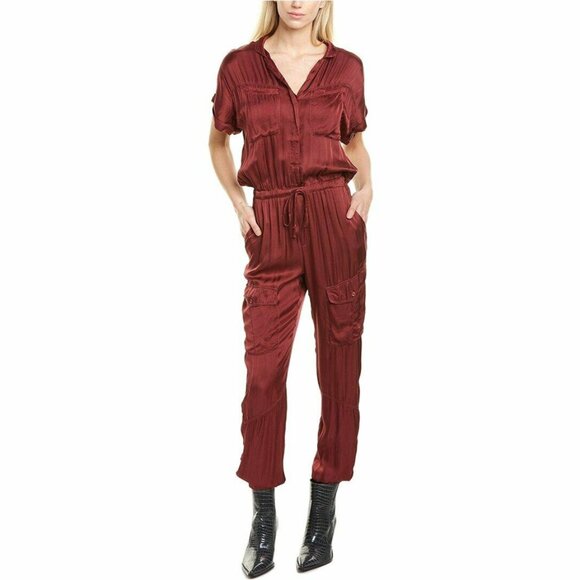 Young Fabulous & Broke Maroon Satin Jumpsuit Size L - Picture 1 of 6